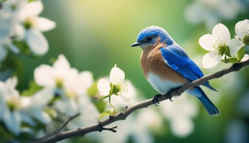 beautiful bluebirds in flight