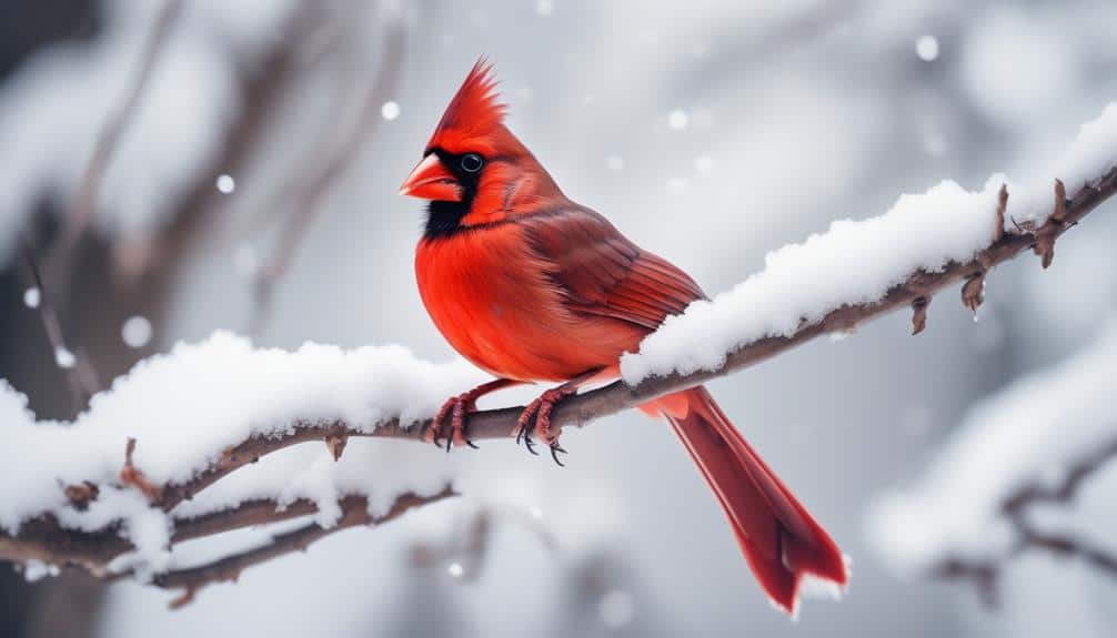 vibrant red birds flying