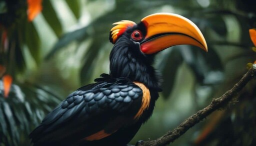 endangered bird with distinctive casque