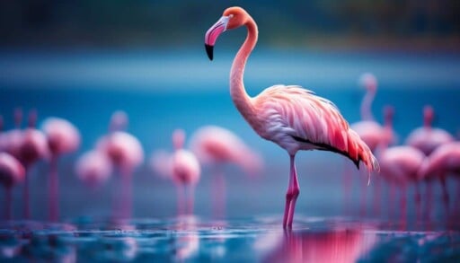 migratory pink water bird