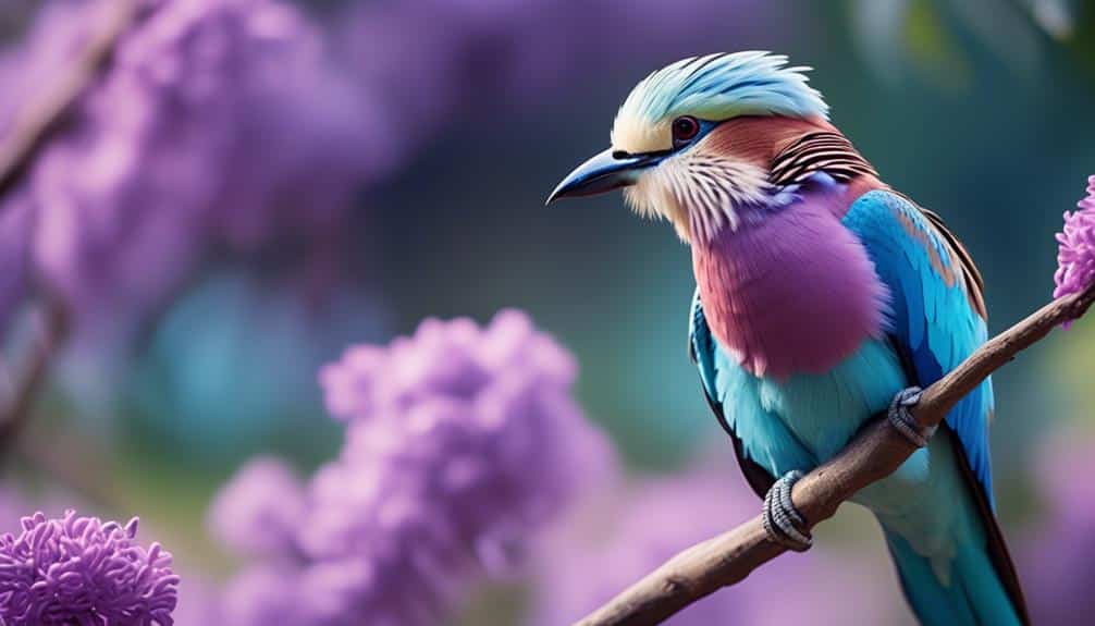 colorful bird with lilac breast