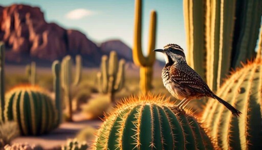 desert bird with spiky plumage