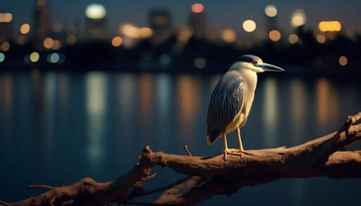 nocturnal heron with black crown