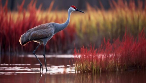 tall bird with red cap