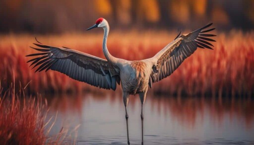 migratory bird with red crown