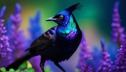 noisy blackbird with iridescent plumage