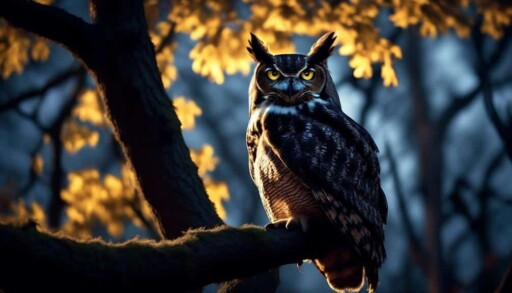 nocturnal bird with large horns