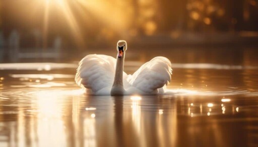 graceful swan in flight