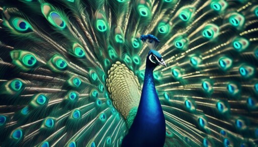 vibrant peacock with feathers