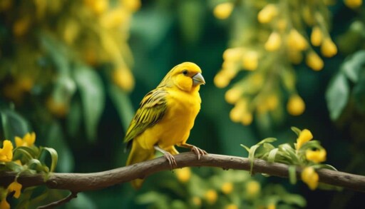 small yellow singing bird