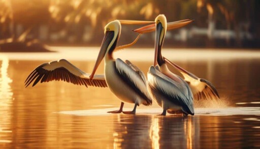 birds gliding over water