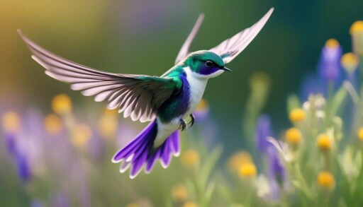 colorful swallow with green tint
