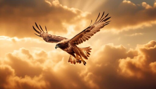 feathered predator in flight