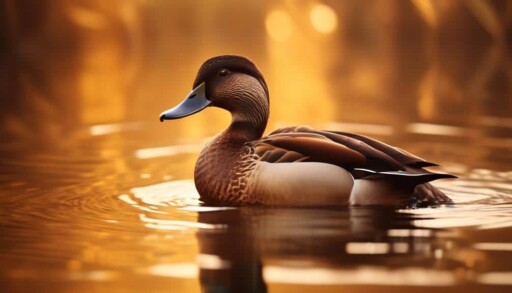 feathered brown duck swimming