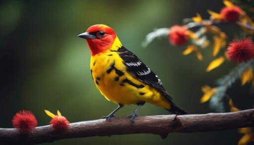 colorful bird with yellow body