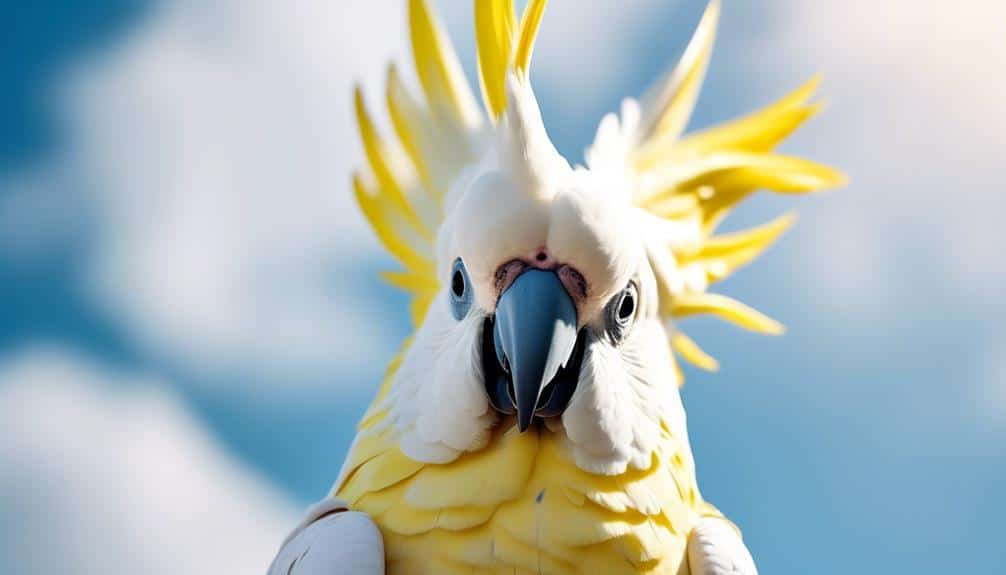 white parrot with yellow crest