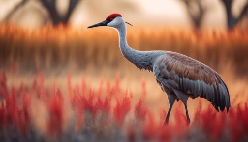 tall bird with red crown
