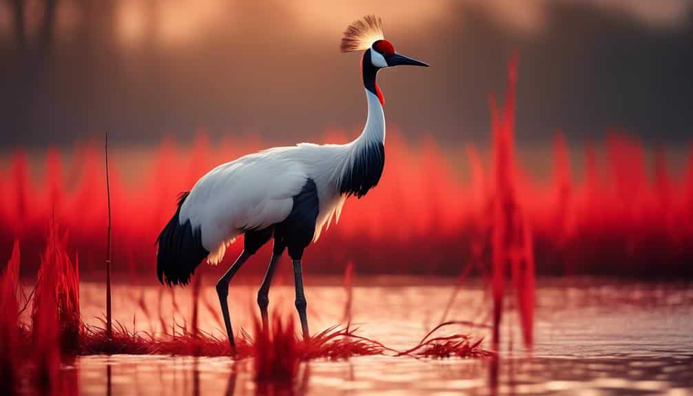 graceful bird with red crown