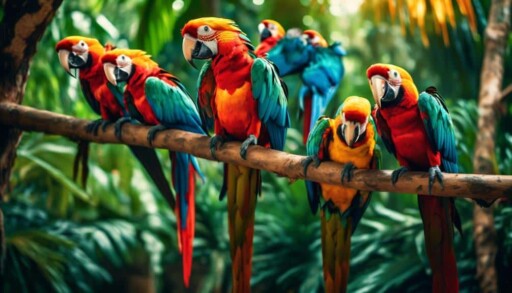 colorful tropical parrot species
