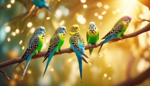 colorful pet birds with chirping