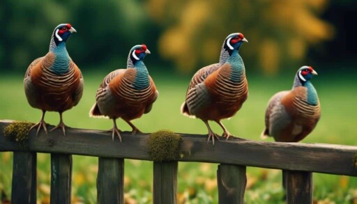 flock of partridges foraging