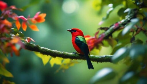 brightly colored tropical songbirds