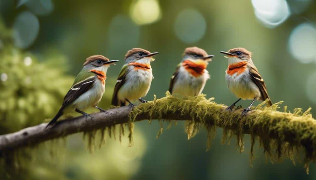 small birds catching insects