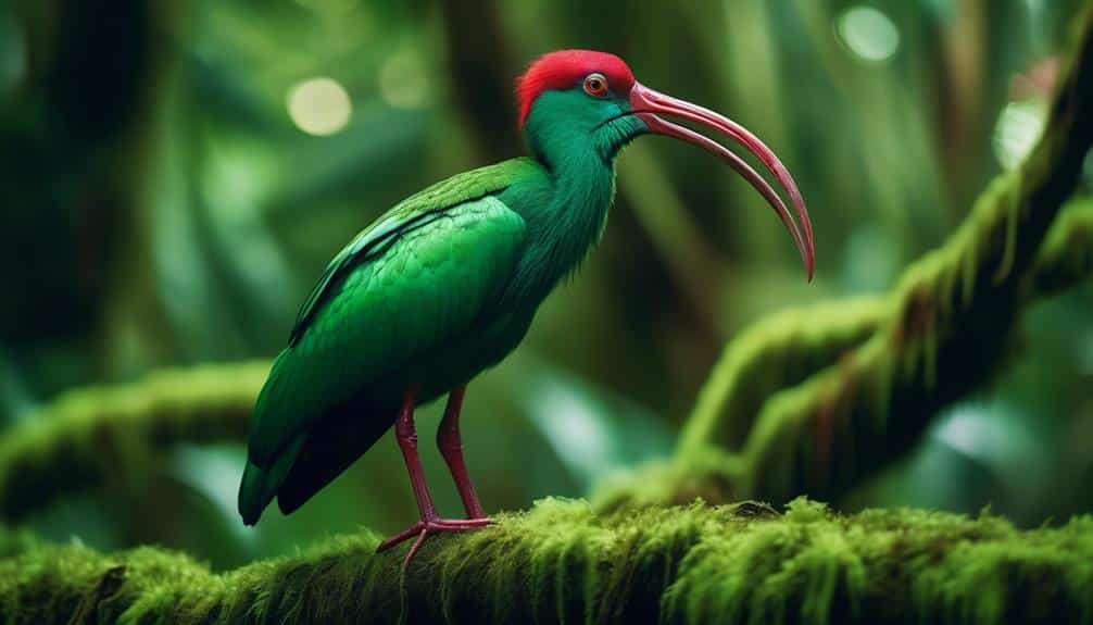 vibrant green ibis bird