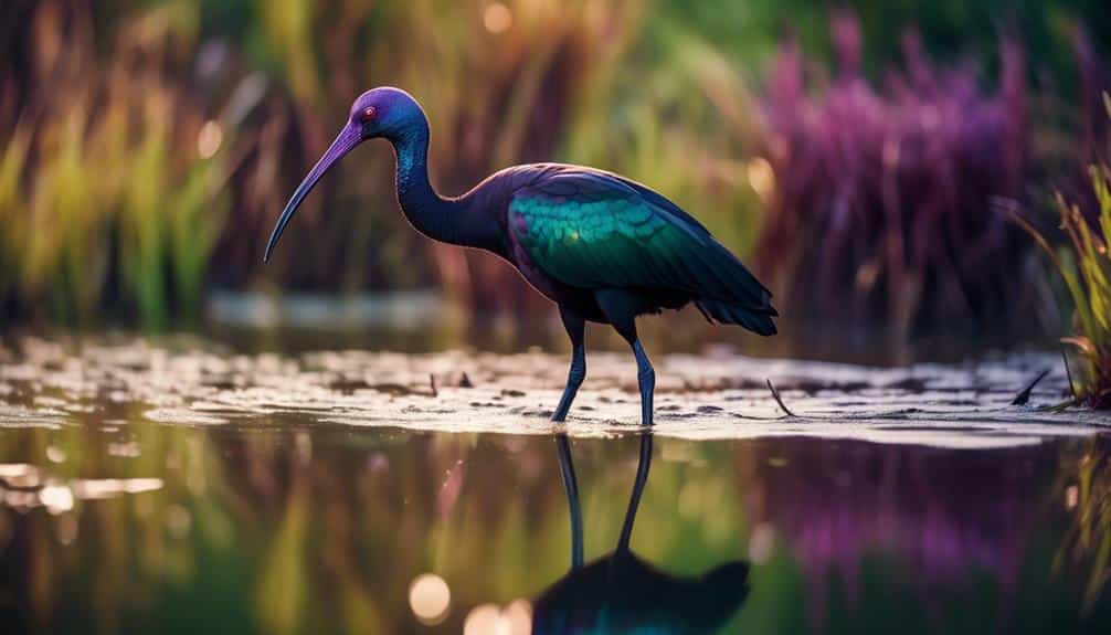 shiny bird with curved beak