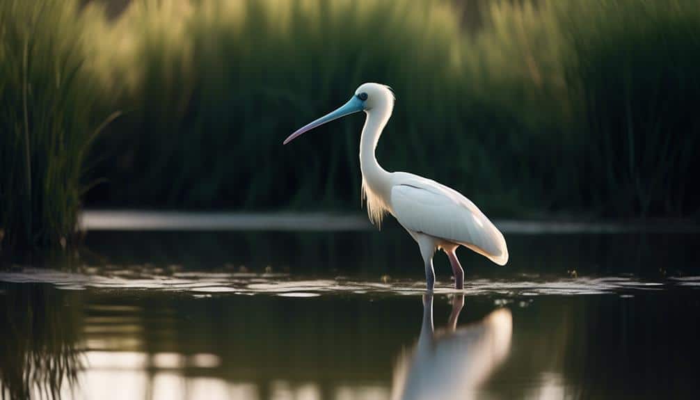 distinctive bird with spoon shaped bill
