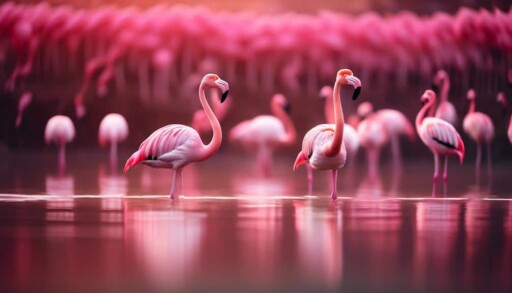 pink birds in flock