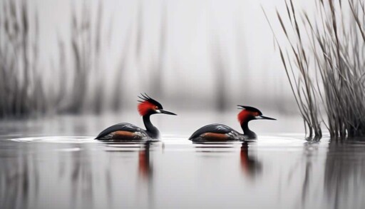 graceful water birds diving