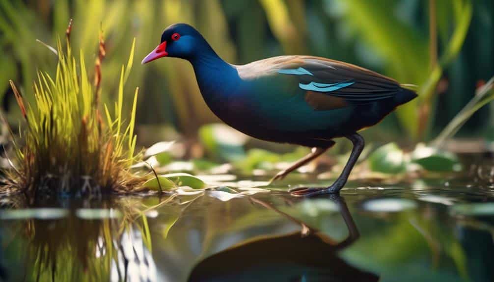 colorful water birds with long toes