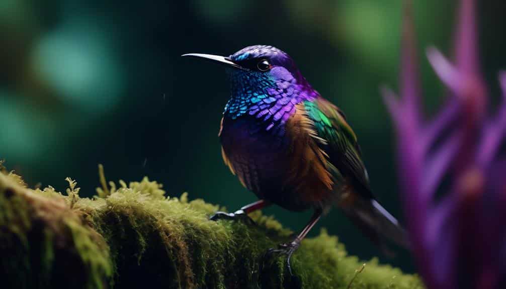vibrant hummingbird with purple throat
