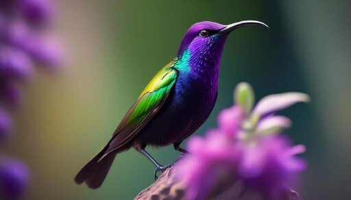 vibrant sunbird with purple nape