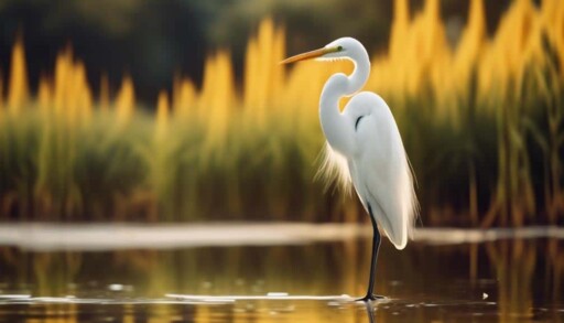 elegant white bird in marsh