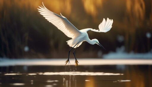 graceful white bird wading