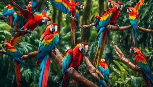 colorful tropical parrot species