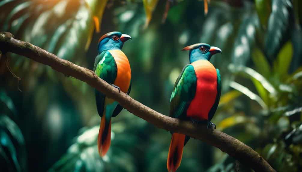 colorful birds of rainforest