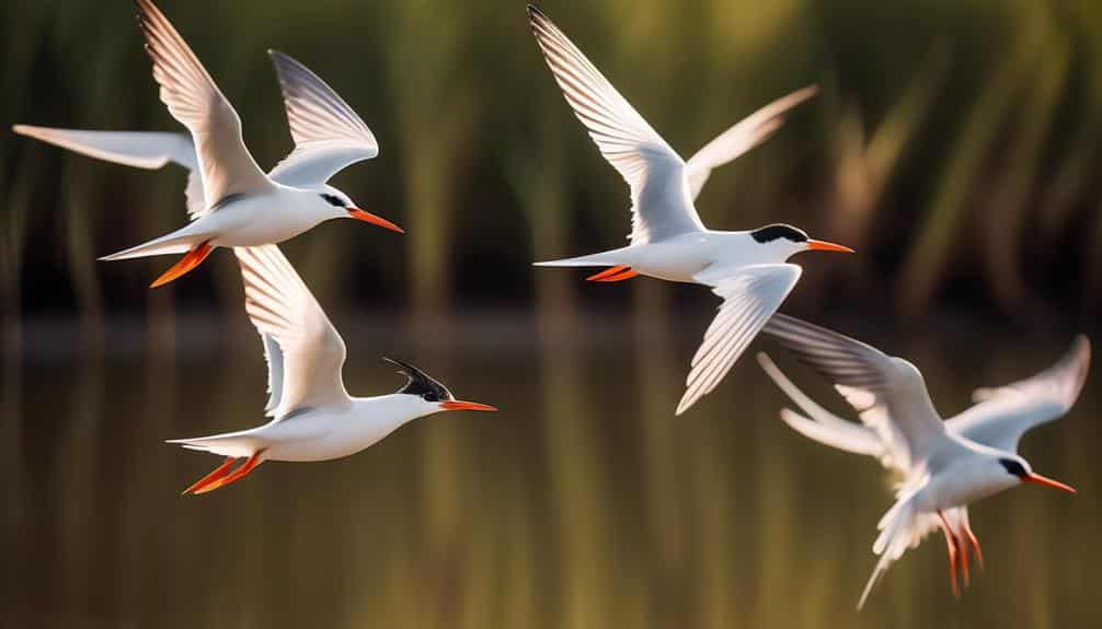 elegant terns in flight