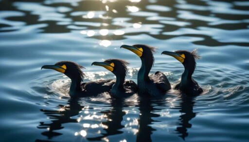 underwater cormorants catching fish