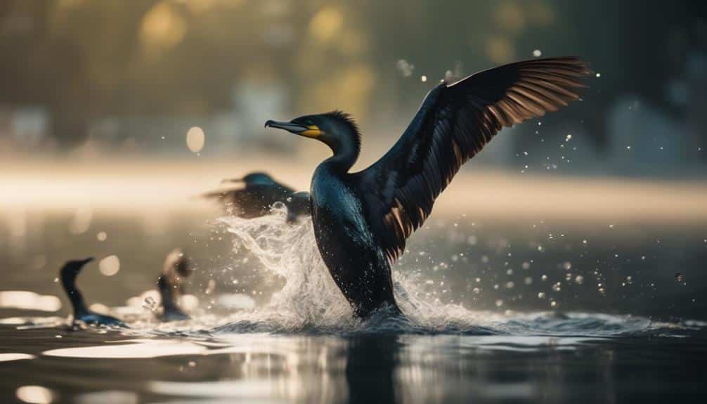 diving seabird with webbed feet