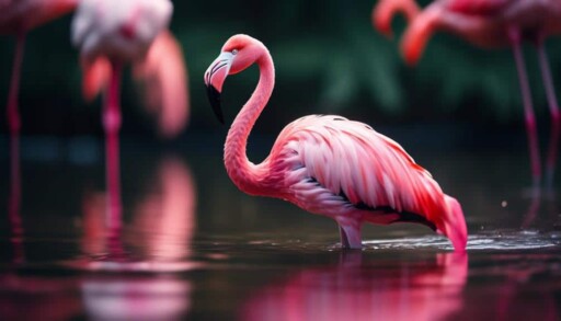 pink feathered flamingo standing