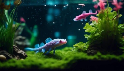 nurturing blue axolotl babies