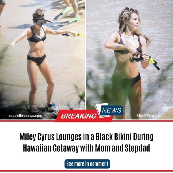 Miley Cyrus Lounges in a Black Bikini During Hawaiian Getaway with Mom and Stepdad