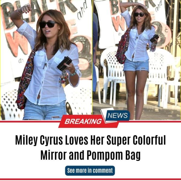Miley Cyrus Loves Her Super Colorful Mirror and Pompom Bag