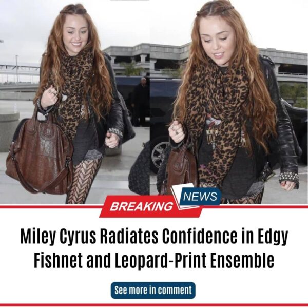 Miley Cyrus Radiates Confidence in Edgy Fishnet and Leopard-Print Ensemble