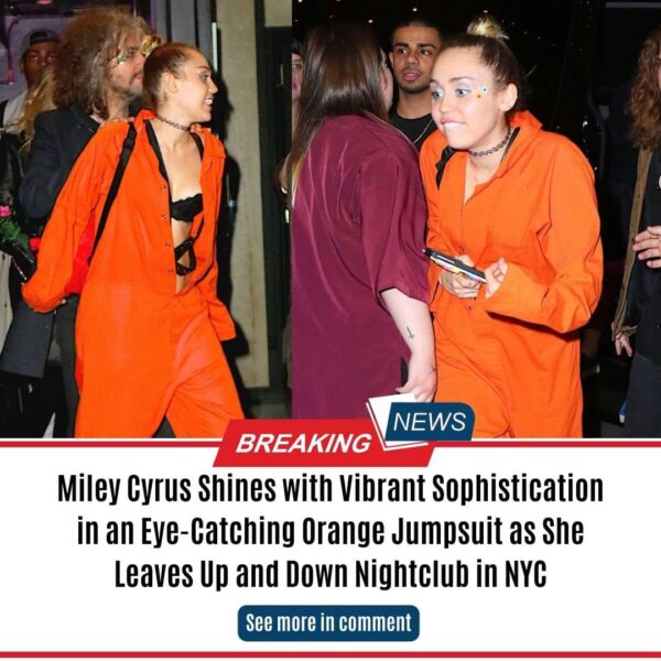 Miley Cyrus Shines with Vibrant Sophistication in an Eye-Catching Orange Jumpsuit as She Leaves Up and Down Nightclub in NYC
