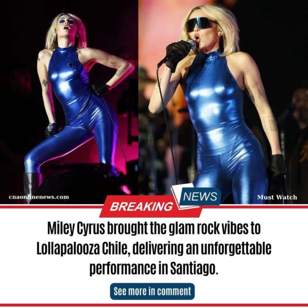 Miley Cyrus brought the glam rock vibes to Lollapalooza Chile, delivering an unforgettable performance in Santiago.