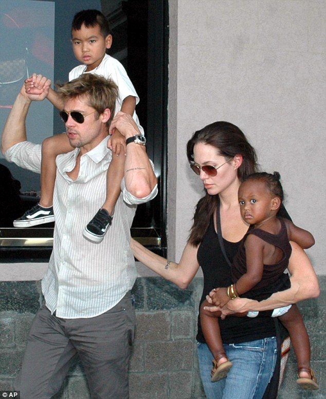 New family: Angelina Jolie first adopted son Maddox from Cambodia, in 2002, and later daughter Zahara from Ethiopia, in 2005
